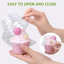 Cupcake Boxes Individual Cupcake Containers, 50 Packs Regular Single Cupcake Holder High Topping For Muffins, Thicker Stackable Plastic Cupcake Carrier For Party (50 Pack) - GÓI 100 - Xem 5