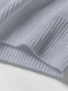 男士休闲纯色简约拉链领毛衣 - 灰色 - 查看 6