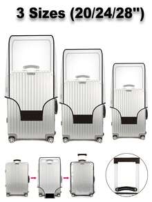 20/24/28英寸中性透明行李箱罩配一次性透明轮子保护罩，防尘轮子收纳，多功能用途 - 轮子罩膜，行李箱罩，行李箱罩保护袋，防水，防污，耐磨，坚固的旅行装备，透明设计，非常适合旅行爱好者的行李保护和存放
