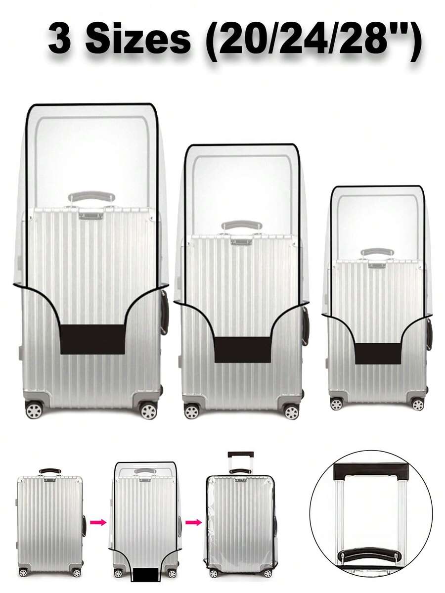 20/24/28英寸中性透明行李箱罩配一次性透明轮子保护罩，防尘轮子收纳，多功能用途 - 轮子罩膜，行李箱罩，行李箱罩保护袋，防水，防污，耐磨，坚固的旅行装备，透明设计，非常适合旅行爱好者的行李保护和存放