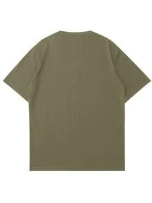 Men's T-Shirt, Classic Graphic T-Shirt, Soft And Comfortable T-Shirts For Men, Script Logo, 180g, 100% Cotton - xanh quân đội - Xem 2