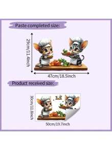 Kitchen Stickers/Decorative Stickers Cartoon Kitten Chef Stickers Waterproof And Dustproof Stickers, 1 Piece Pvc Material Removable Wear-Resistant Stickers, Wall Stickers 19.7*11.8 Inches, Suitable For Kitchen Decoration, Wall Decoration, Restaurant Decoration, Interesting Birthday Gifts, Graduation Gifts, Make Your Home A New Look