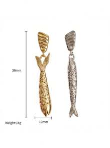 Titanium Steel Small Fish Earrings, Retro Artistic Style Long Earrings, Stainless Steel Gold-Plated Color Preserving Jewelry
