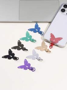 360°旋转超薄0.2mm手机支架板，304不锈钢手机夹，手机挂绳配件，单扣垫，超薄防丢背贴，坚固连接垫，单耳机夹，通用腕带金属垫贴纸夹 - 彩色 - 查看 2