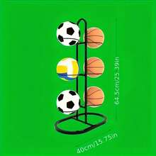 6/8/10 Tier Black Metal Sports Ball Organizer Rack - Multi-Layer Basketball, Volleyball, Football Storage Rack, Home & Garage Sports Equipment Holder To Save Space
