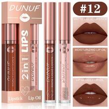 DUNUF Lip Gloss Lip Oil Set 2 Pieces Set Not Easy To Stick Cup Matte Lip Gloss Set Waterproof Long-Lasting Non-Fading Moisturizing - Multicolor - View 23