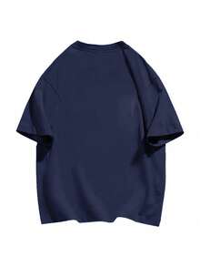 200g Pure Cotton T-Shirt 2025 Summer Ladies New Short Sleeve Pure Cotton Holiday Pattern Short Sleeve Round Neck Couple Wear Small Shirt Tops - 深藍色 - 查看 2