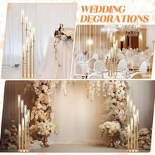 2 件/4 件多臂金色金属烛台 | 高落地烛台套装，适用于圣诞节、婚礼、家居、万圣节派对装饰