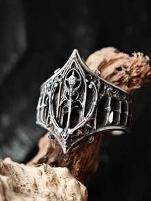 1PC Classical Gothic Retro Ring Fashion Festival Castle Personalized Ring - màu đen - Xem 7