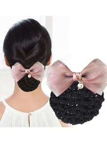 Plasă de păr profesională pentru asistentă medicală, accesorii de păr pentru stewardesă pentru cocuri, plasă de păr pentru hotel, accesorii de păr cu fundă coreeană, agrafe de păr pentru femei, accesorii de cap, agrafe cu gheare, gheare de păr, agrafe de păr, funde, drăguț - Multicolor - Vizualizare 6