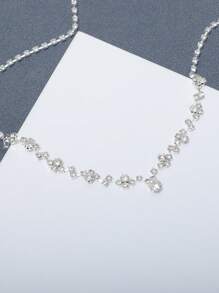 1pc Necklace + 1pair Earrings Fashionable Luxury Crystal Inlaid Necklace & Earring Set, Bridal Wedding Party Jewelry