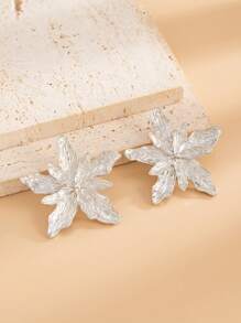 Set de 2 Pendientes elegantes y de lujo con flor de metal, accesorios de moda para mujer, fiesta, boda, cumpleaños, regalo