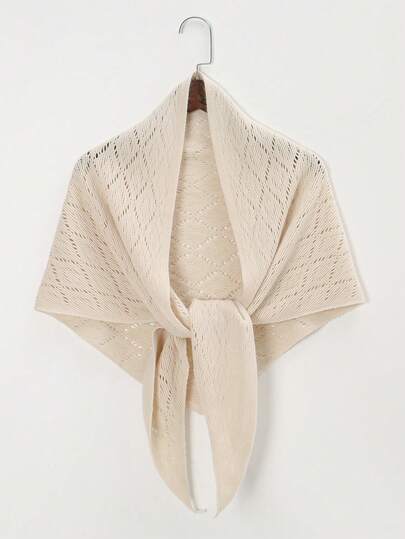 1 件女士纯色镂空三角披肩，时尚波西米亚雪纺围巾，透气轻盈披肩，适合连衣裙，适合日常装扮或旅行