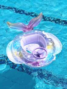 1 件儿童充气游泳圈，加厚防倾倒美人鱼风格水上玩具，适合男婴和女婴的游泳座椅 - 彩色 - 查看 7