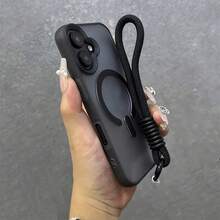 New Model Compatible With Apple 16Promax Mobile Phone Case Dopamine Matte Skin Feel Compatible With Iphone16 Mobile Phone Case Magnetic Suction High-End Feel 15Pro Niche 14 Internet Celebrity 13 Super Drop-Proof 12 Couple Men And Women 16Plus Protective Cover Waterproof Shockproof Anti-Fall Scratch Resistant - Black - View 2