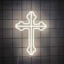 Enseigne au néon Mi Bautizo/Cher Dieu merci/Faites confiance au Seigneur/Croix, Lumières au néon de croix LED pour décoration murale, Lumières au néon de Jésus pour la chambre à coucher, Jour du baptême, Église chrétienne, Fête d'anniversaire, Décoration de Pâques, Mariage, Éclairage d'ambiance pour la décoration de la maison, Alimentation USB réutilisable, Facile à installer.