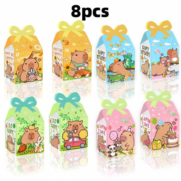 8pcsDolphin Gift Boxes - Cute Dolphin Party Bow Gift Box With Unique Cartoon Design, Perfect For Birthday And Shower Party Gifts, Paper Party Supplies, Party Accessories | Fun Party Gifts | Decorative Boxes