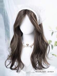 前蕾丝长款自然波浪卷发，中分刘海假发，T型蕾丝，13*5*1，棕色长款，22英寸半编发，日常佩戴，自然、顺滑、逼真。（不含配件）