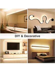 Lampu Strip LED Neon 3 Warna, 3000K-6000K Lampu LED Silikon Fleksibel Tahan Air (1m/2m/3m/4m/5m), Ditenagai USB, Kontrol Tombol, Untuk Pencahayaan Rumah Pintar Suasana Putih Hangat, Teknologi Peredupan Cerdas, Lampu Strip Suasana Peredupan Fleksibel untuk Siaran Langsung dan Pencahayaan Cermin Rias - Putih - View 9