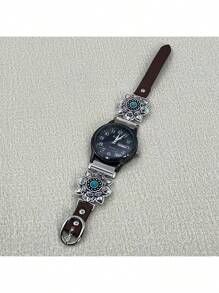 1pc Retro Leather Wristband Strap, Compatible With Samsung Galaxy Watch 7/6/5/4/Active2 Classic (40/44mm), Watch 5 Pro (45mm), Watch 4 Classic (42/46mm), Watch 3 (41mm), Watch Active (40mm), Watch 42mm - 20mm Width Smartwatch Band For Men (Band Only, No Watch)