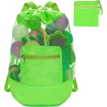 Mesh Beach Bag With Drawstring, Foldable Storage Bag With Adjustable Shoulder Strap, Large Capacity Swimming Bag - Multicolor - View 11