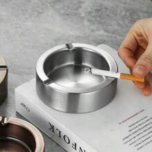1 Stück Luxus Edelstahl Aschenbecher rund - Silber, geeignet für Büro, Zuhause, Hotel, KTV - verstärkt, kreativ, modisch