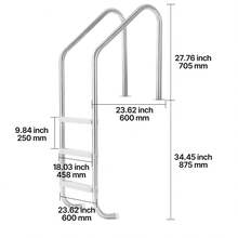 Swimming Pool Ladder, 3-Step Double Handrails Stairs With Non-Slip Heavy Duty Steps, Stainless Steel Load Capacity 265 Lbs, For 48-54 In Inground Pools Of Any Decking Surface Indoor & Outdoor - 3-step 265 Lbs - View 10