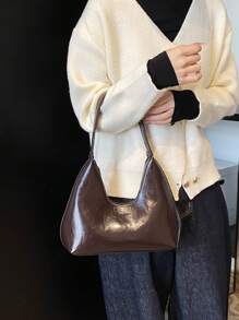 Bolso bandolera en forma de media luna estilo coreano lacado de nicho, bolso de hombro de señora, bolso de mano, bolso de moda para llevar debajo del brazo