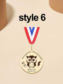 1pc Wooden Personalised Graduation Medals, Handmade Nursery And School Leavers Gifts, Personalised Nursery School Graduation Medals,Personalised Teacher Medal Gift Thank You Award School Hero Congratulations Best Teacher In The World - Red and Blue - View 19