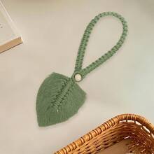 Curtain Tiebacks 2 Pcs Set Stylish Woven Hemp Rope Leaf Design Durable Curtain Hold Backs For Home - Green - View 3