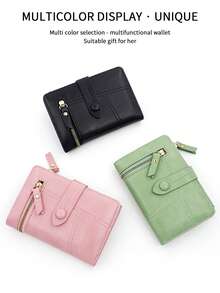 New Korean Style Foldable Multi-Function Handbag Burgundy Color Small Wallet Anti-Theft Card Slots Card Holder Soft PU Leather Wallet Coin Pouch Gift For Women For Men Wallet Purse Wallet Wallet Mini Wallet - Black - View 4