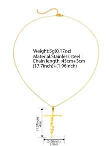 1pc Fashionable Vintage Stainless Steel Cross Pendant Necklace, Cool & Elegant Delicate Hanging Accessory