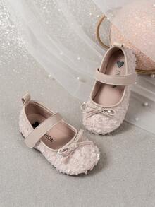 1 双女童闪亮亮片蝴蝶结钩环平底圆头可爱公主休闲鞋，适合 2-14 岁女孩，四季皆宜，适合节日、旅行、度假 - 粉色 - 查看 4