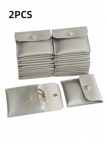 2/10/20pcs White Silver Pink Black Faux Leather Jewelry Pouches With Snap Closure Jewelry Storage Bag - Luxurious Gift Bags For Earrings, Necklaces, Bracelets, And Rings - Perfect For Storage & Pieceaging ﻿