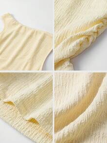 GAOVOT 女装两件套夏季Y2K性感优雅休闲奶油黄针织纹理露肩T恤上衣和宽松直筒阔腿裤套装