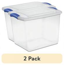 Small Storage Bin, 27 Quart Clear Plastic Storage Container With Latch Lid, Blue, 10 Count - 2 Pack - 查看 11