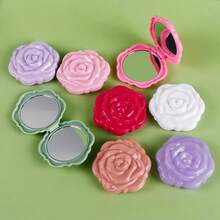 1 peça/5 peças/10 peças/cor aleatória/espelho compacto rosa, mini espelho de maquiagem de viagem de plástico, espelho dobrável portátil, presente de madrinha feito à mão em formato de rosa, para festas de casamento femininas, aniversários