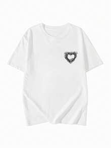 200g Pure Cotton T-Shirt 2025 Summer Ladies New Short Sleeve Pure Cotton Holiday Pattern Short Sleeve Round Neck Couple Wear Small Shirt Tops - 白色 - 查看 3