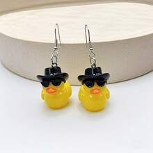 1 Pair Cute Resin Duck Pendant Earrings, Suitable For Summer Pool Party, Vacation Outfit, Women Gift