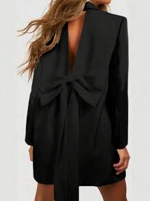 Vestido de fiesta negro sexy y elegante con diseño de lazo y espalda descubierta, vestido corto de cóctel para reuniones de Año Nuevo