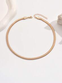 1pc Women's Golden Snake Chain Necklace, Casual Versatile Jewelry Suitable For Daily Wear, Decoration And Party/Vacation