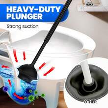 4-Piece Toilet Brush And Plunger Set, Extended Handle Plunger,Toilet Bowl Brush Plunger Set,Bathroom Cleaning Tools,Cleaning Brush,Cleaning Supplies,Toilet Brush Plunger Combo,Black(20inch) - Dark Grey - View 10