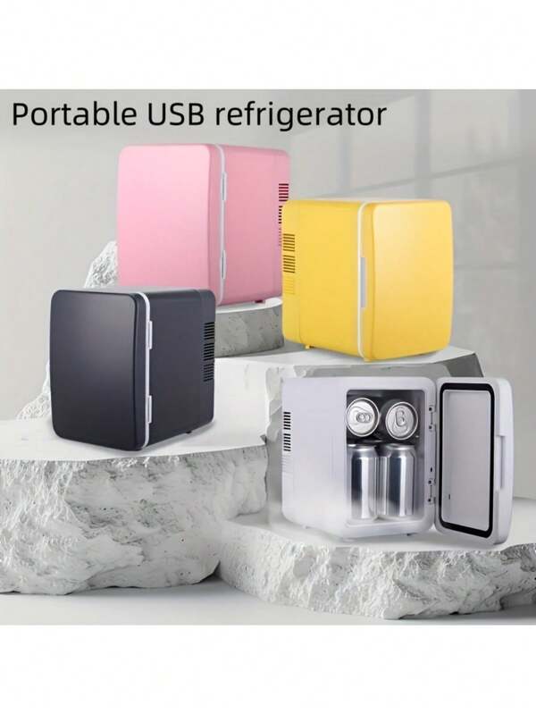 Nevera portátil USB - Nevera mini de doble uso para coche y hogar, diseño compacto y ligero con 2 puertas, bajo ruido y eficiente energéticamente, alimentada por USB, para ir al trabajo, viajes, aventuras al aire libre, nevera portátil, esencial para ir al trabajo, nevera mini moderna, refrigeración por semiconductor