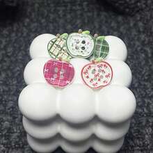 Apple Print 4 Hole Button, Handmade Hair Clip, Hair Scrunchie, DIY Decor Pendant, Beaded Decoration, Scrapbooking Accessory, Bag DIY Decoration - Color Mixing - View 7