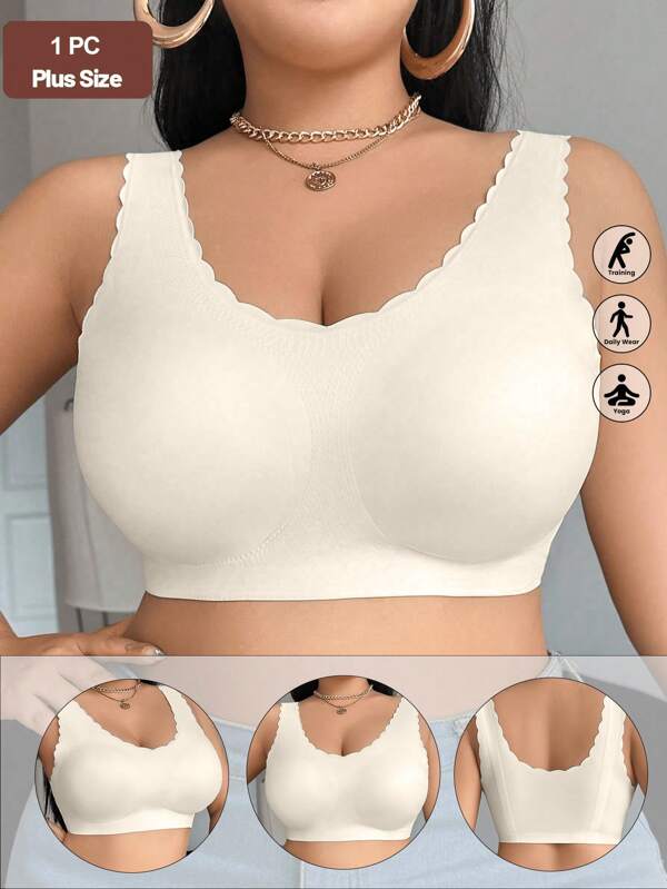 Sujetador deportivo sin costuras de talla grande, con tirantes ajustables, de tejido ligero