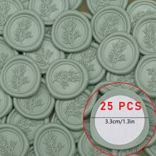 CYFUN DESIGN 20/25 PCS Eucalyptus Pattern Real Wax Sealing Stickers Self-Adhesive Wedding Invitation Envelope Seal Stickers For Decorating Wedding Invitations, Gifts,Back To School,School Supplies