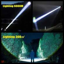 1000000LM Most Powerful LED Flashlight Rechargeable Type-C Flashlight Long Range 6000M Tactical Torch Light For Fishing Hunting - 1500W - A - View 4