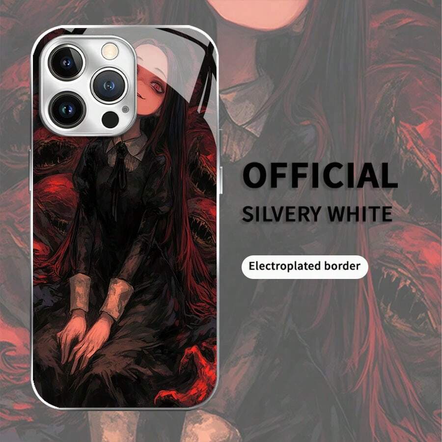 Gothic Lolita Nightmare Art Element-Design Phone Case, Suitable For IPhone Models 16, 15, 14 Pro Max, 13, 12, 11, XR, XS Plus Phone Cases, Made Of TPU Silicone Material, Providing Shock And Drop Protection, With Drop Protection Function, And Has A Very Good Hand Feel. It Is The Most Suitable Gift For Family, Friends, And Loved Ones. - Silver - View 1