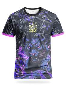 Maillot de football personnalisé édition spéciale Brésil pour hommes - Chemise de sport confortable à col rond pour l'entraînement de football et le port décontracté - Violet - Voir 3