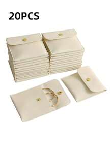 2/10/20pcs White Silver Pink Black Faux Leather Jewelry Pouches With Snap Closure Jewelry Storage Bag - Luxurious Gift Bags For Earrings, Necklaces, Bracelets, And Rings - Perfect For Storage & Pieceaging ﻿